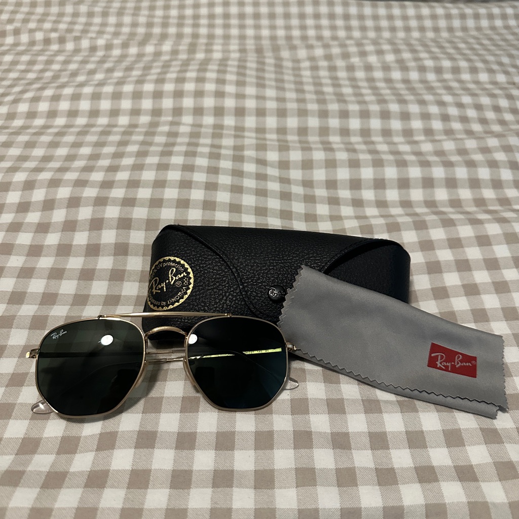 Ray-Ban Gold Frame Sunglasses | Black And Gold | Marshal Sunglasses